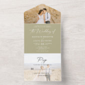 ミニマリストPlain Sage Green 2 Photo Rsvp 結婚's オールインワン招待状 (内側)