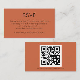 ミニマリストQRコードテラコッタウェディングRSVP エンクロージャーカード