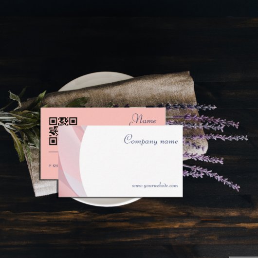 ミニマリストQRコードライトピーチ名刺 名刺