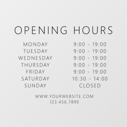 ミニマリストQRコード営業時間 ブラック ウィンドウサイン (シート)