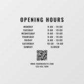 ミニマリストQRコード営業時間 黒 ウィンドウサイン (シート)