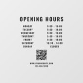 ミニマリストQRコード営業時間 黒 ウィンドウサイン (シート)