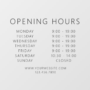 ミニマリストQRコード営業時間 黒 ウィンドウサイン