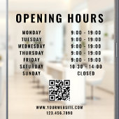 ミニマリストQRコード営業時間 黒 ウィンドウサイン