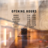 ミニマリストQRコード店舗営業時間 黒 ウィンドウサイン (シート2)