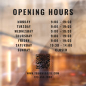 ミニマリストQRコード店舗営業時間 黒 ウィンドウサイン (シート2)