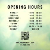 ミニマリストQRコード店舗営業時間 黒 ウィンドウサイン (シート3)