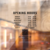 ミニマリストQRコード店舗営業時間 黒 ウィンドウサイン (シート2)