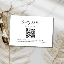 ミニマリストQRコード結婚式RSVPカード 出欠カード