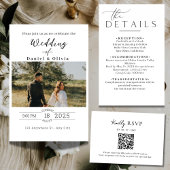 ミニマリストQRコード結婚式RSVPカード 出欠カード