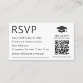 ミニマリストQRコード食生活プレファレンス卒業RSVP エンクロージャーカード (正面)
