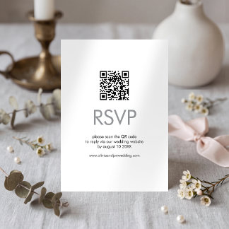 ミニマリストQRコード ウェディングRSVP 出欠カード
