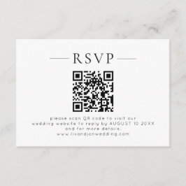 ミニマリストQRコード ブラック ホワイト ウェディングRSVP 出欠カード