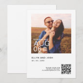 ミニマリストQRコード Save The Date 招待状 (正面/裏面)