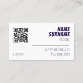 ミニマリストQRブルーパープルホワイト名刺 名刺 (裏面)