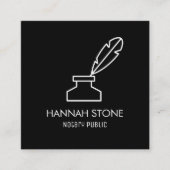 ミニマリストQuillペンのアウトライン公証人シンプル スクエア名刺 (正面)