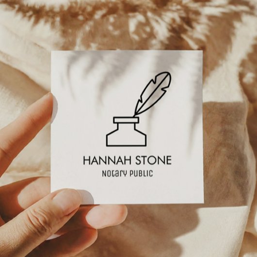 ミニマリストQuillペンのアウトライン公証人シンプル スクエア名刺