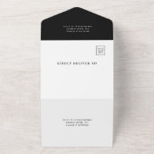 ミニマリストRSVP付きシック結婚白黒 オールインワン招待状 (外側)
