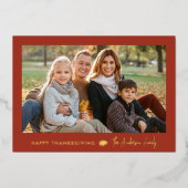 ミニマリストRust Redと金ゴールド感謝祭2枚の写真 箔シーズンカード (正面)