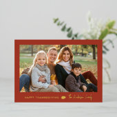 ミニマリストRust Redと金ゴールド感謝祭2枚の写真 箔シーズンカード (立ち正面)