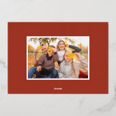 ミニマリストRust Redと金ゴールド感謝祭2枚の写真 箔シーズンカード (裏面)