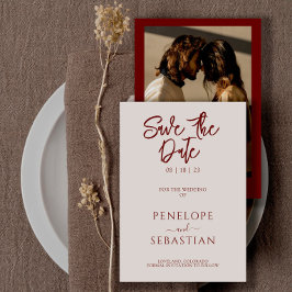 ミニマリストRust Terracottaモダン写真結婚の セーブザデート