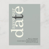 ミニマリストSageアイボリーQRコード文字日付の保存 ポストカード (正面)