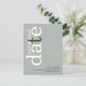 ミニマリストSageアイボリーQRコード文字日付の保存 ポストカード (スタンド正面)