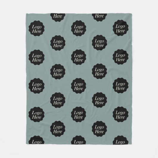 ミニマリストSageカラーカスタム会社ロゴ フリースブランケット (正面)