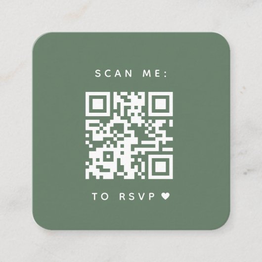 ミニマリストSageグリーンアーチフォトQrコードRSVPシック エンクロージャーカード (正面)