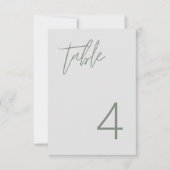 ミニマリストSageグリーンテーブル番号カード サンキューカード (正面)