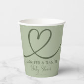 ミニマリストSageグリーンミニマリストハートパーソナライズ 紙コップ (正面)