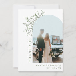 ミニマリストSageフローラArch Photo 結婚's サンキューカード