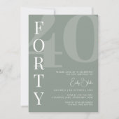 ミニマリストSage Forty 40th Birthdayパーティー 招待状 (正面)