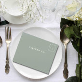 ミニマリストSage Greenアイボリー写真QRコード電子メール オールインワン招待状