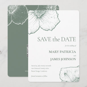 ミニマリストSage Greenモダンフローラ結婚ズ セーブザデート