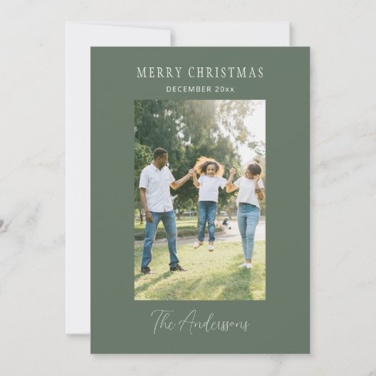 ミニマリストSage Green写真メリークリスマス シーズンカード (正面)