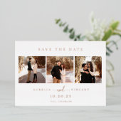 ミニマリストSage Green写真日付を保存 箔招待状 (立ち正面)