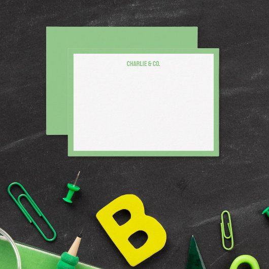 ミニマリストSage Green独身の、縁どパーソナライズ ノートカード