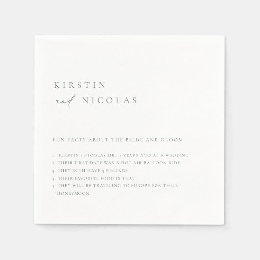 ミニマリストSage Green結婚のおもしろいファクトナプキン スタンダードカクテルナプキン (正面)