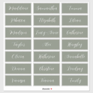 ミニマリストSage Green結婚のゲスト名ラベル シール