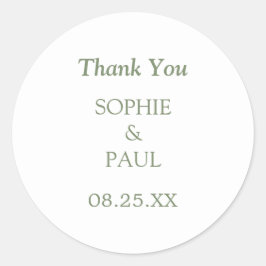 ミニマリストSage Green結婚's Thank You Sticker ラウンドシール