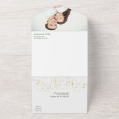 ミニマリストSage Green金ゴールド結婚写真 オールインワン招待状 (外側)