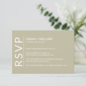 ミニマリストSage Green モダン RSVPカード (スタンド正面)
