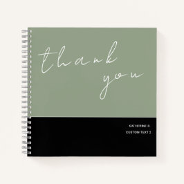 ミニマリストSAGE GREEN AND BLACK THANK YOU JOURNAL ノートブック