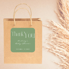 ミニマリストSage Green Baby Showerありがとう スクエアシール