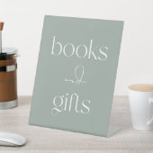 ミニマリストSage Green Books and Gift 台座サイン (インサイチュ)