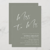 ミニマリストSage Green Bridalシャワー招待 招待状 (正面/裏面)