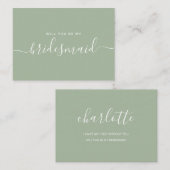 ミニマリストSage Green Bridesmaid提案 ノートカード (正面/裏面)