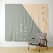 ミニマリストSage Green Cream結婚の写真の背景 タペストリー (インサイチュ(横))